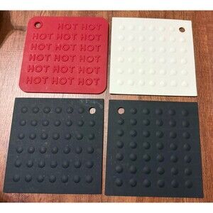 Lamson Original Silicone Hotspot - 7" x 7" - Black White Red X 4 Trivet Pot Hold